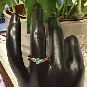 Gold Tone Ring with Turquoise Gem